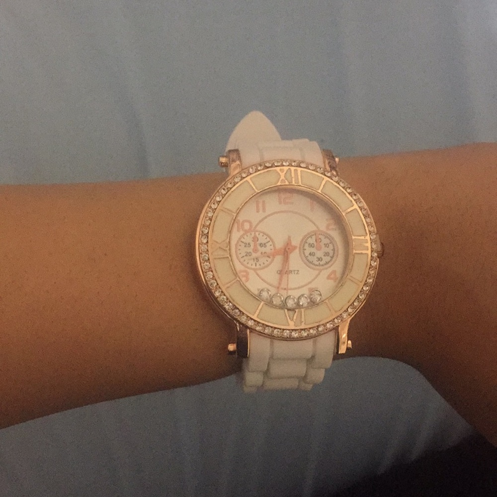 White rose gold watch